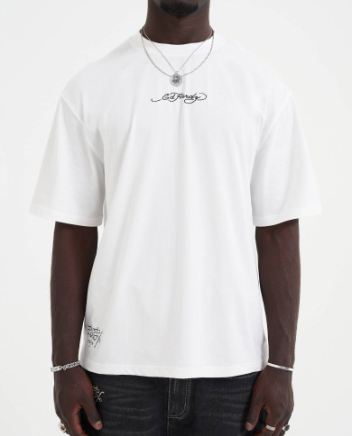 Ed Hardy - Don Wolf Eagle Panther Relaxed T-Shirt - White