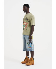 Ed Hardy - Medusa Drag Denim Skater Jorts Shorts - Bleach