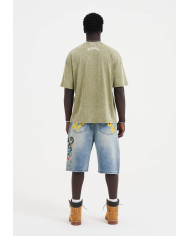 Ed Hardy - Medusa Drag Denim Skater Jorts Shorts - Bleach