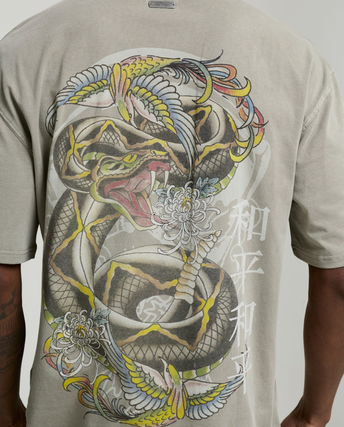 Ed Hardy - Washed Snake Charmer Relaxed T-Shirt - Washed Green