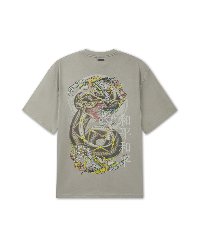 Ed Hardy - Washed Snake Charmer Relaxed T-Shirt - Washed Green