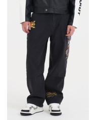 Ed Hardy - Battle Dragon Tattoo Denim Trousers Baggy Jeans - Black