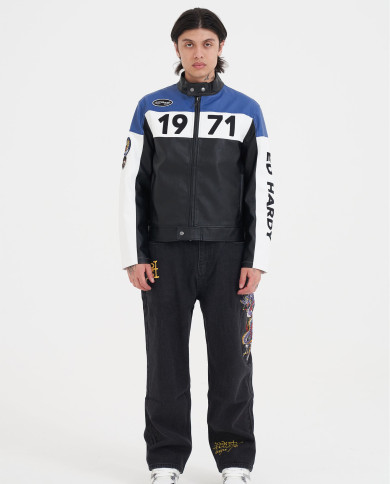 Ed Hardy - Battle Dragon Tattoo Denim Trousers Baggy Jeans - Black