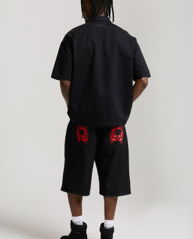 Ed Hardy - Moto Panelled Relaxed Denim Jort - Black