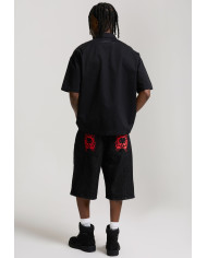 Ed Hardy - Moto Panelled Relaxed Denim Jort - Black
