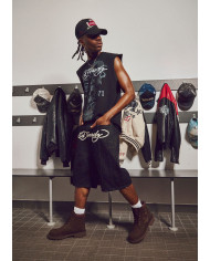 Ed Hardy - Moto Panelled Relaxed Denim Jort - Black