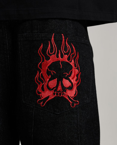 Ed Hardy - Moto Panelled Relaxed Denim Jort - Black