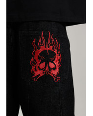 Ed Hardy - Moto Panelled Relaxed Denim Jort - Black