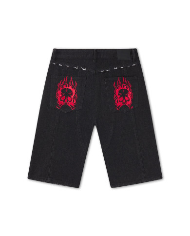 Ed Hardy - Moto Panelled Relaxed Denim Jort - Black