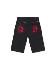 Ed Hardy - Moto Panelled Relaxed Denim Jort - Black