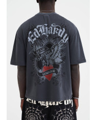 Ed Hardy - Death Before Dishonor Eagle Relaxed T-Shirt - Charcoal