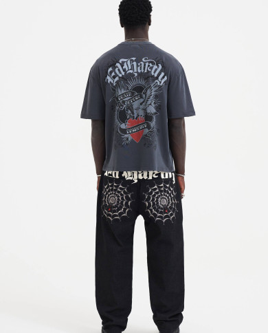 Ed Hardy - Death Before Dishonor Eagle Relaxed T-Shirt - Charcoal