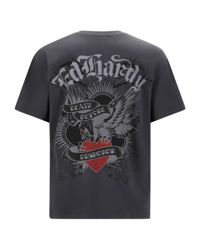 Ed Hardy - Death Before Dishonor Eagle Relaxed T-Shirt - Charcoal