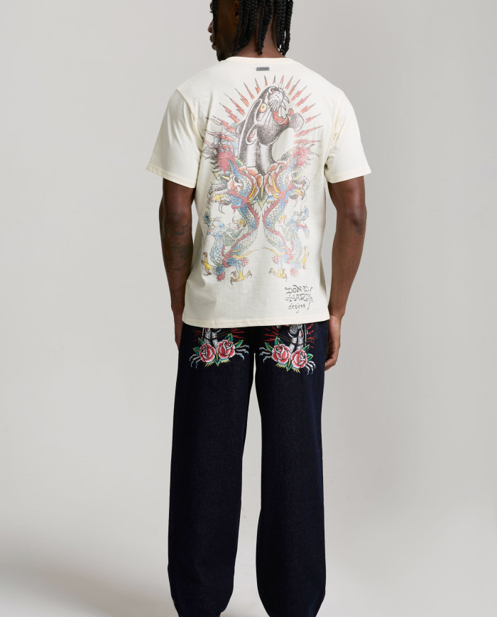Ed Hardy - Embroidered Panther Relaxed Jeans - Indigo
