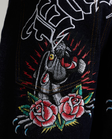 Ed Hardy - Embroidered Panther Relaxed Jeans - Indigo