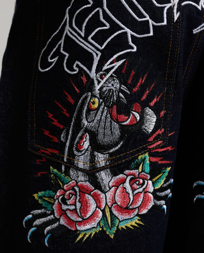 Ed Hardy - Embroidered Panther Relaxed Jeans - Indigo