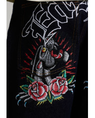 Ed Hardy - Embroidered Panther Relaxed Jeans - Indigo