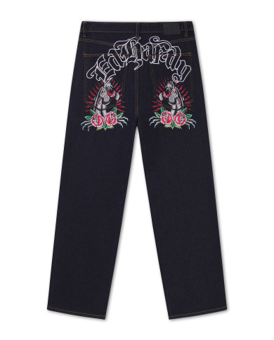 Ed Hardy - Embroidered Panther Relaxed Jeans - Indigo