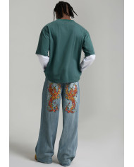 Ed Hardy - Embroidered Angel Xxtra Fit Jeans - Distressed Blue Wash