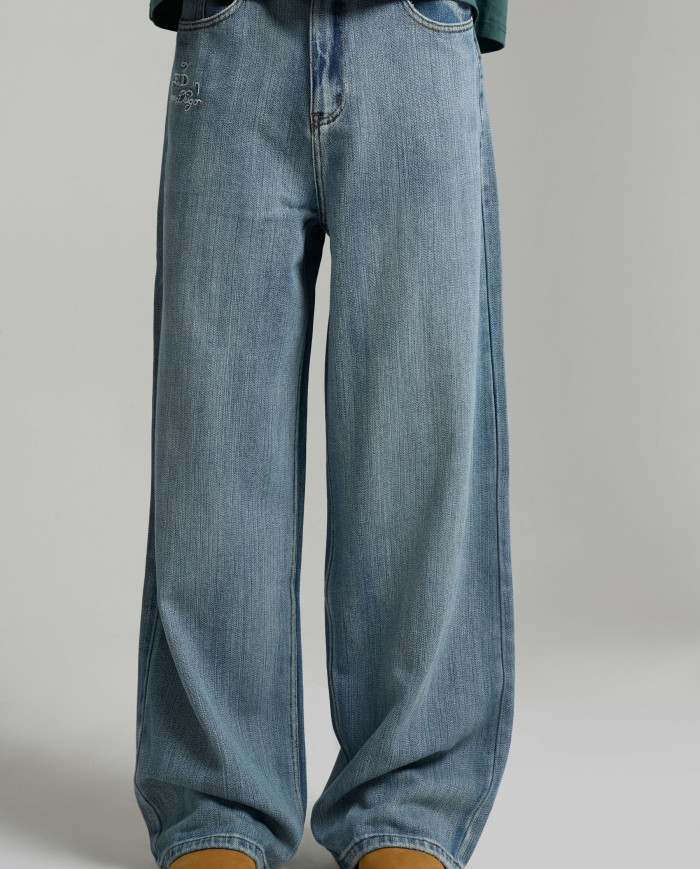 Ed Hardy - Embroidered Angel Xxtra Fit Jeans - Distressed Blue Wash