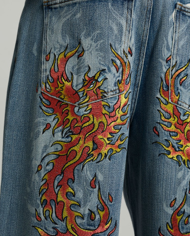 Ed Hardy - Embroidered Angel Xxtra Fit Jeans - Distressed Blue Wash