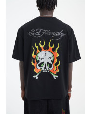 Ed Hardy - Skull Flame Diamante Tshirt - Black