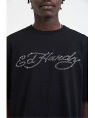 Ed Hardy - Skull Flame Diamante Tshirt - Black