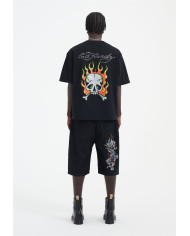 Ed Hardy - Skull Flame Diamante Tshirt - Black
