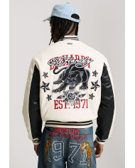 Ed Hardy - 1971 Panther Pu Varsity Bomber - Ecru / Black
