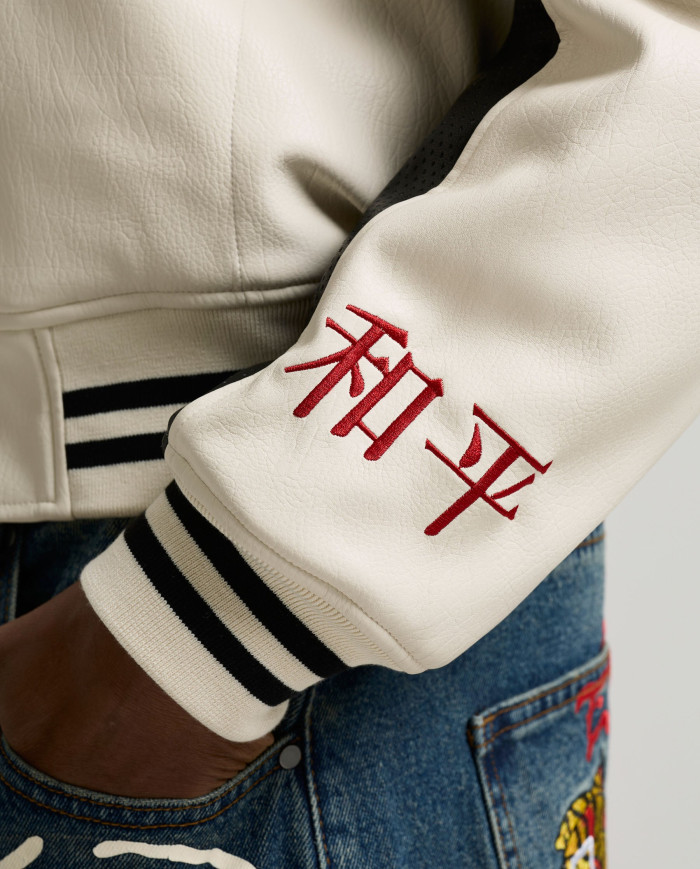 Ed Hardy - 1971 Panther Pu Varsity Bomber - Ecru / Black