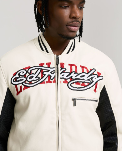 Ed Hardy - 1971 Panther Pu Varsity Bomber - Ecru / Black
