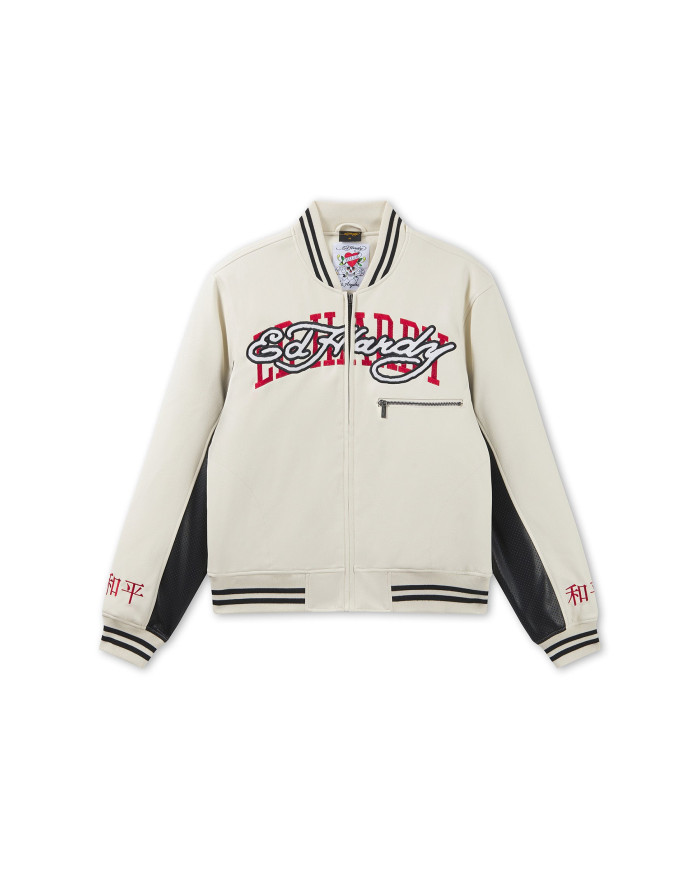 Ed Hardy - 1971 Panther Pu Varsity Bomber - Ecru / Black