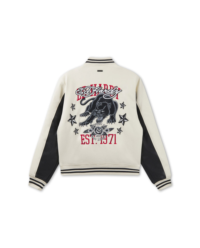 Ed Hardy - 1971 Panther Pu Varsity Bomber - Ecru / Black