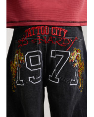 Ed Hardy - Embroidered City Tiger Xxtra Jeans - Black Crease Wash