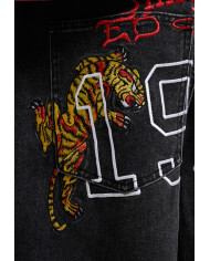 Ed Hardy - Embroidered City Tiger Xxtra Jeans - Black Crease Wash