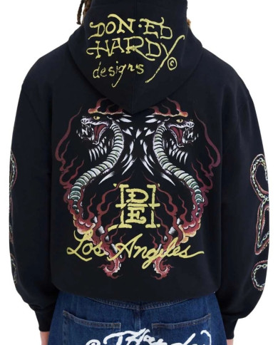 Ed Hardy - Double Venom Graphic Zip Through Hoodie - Black