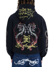 Ed Hardy - Double Venom Graphic Zip Through Hoodie - Black