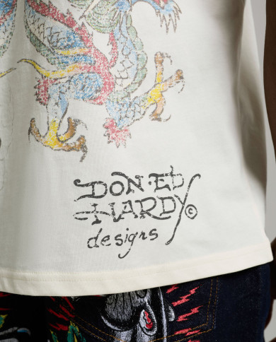 Ed Hardy - Dragon Panther Graphic Regular T-Shirt - Ecru