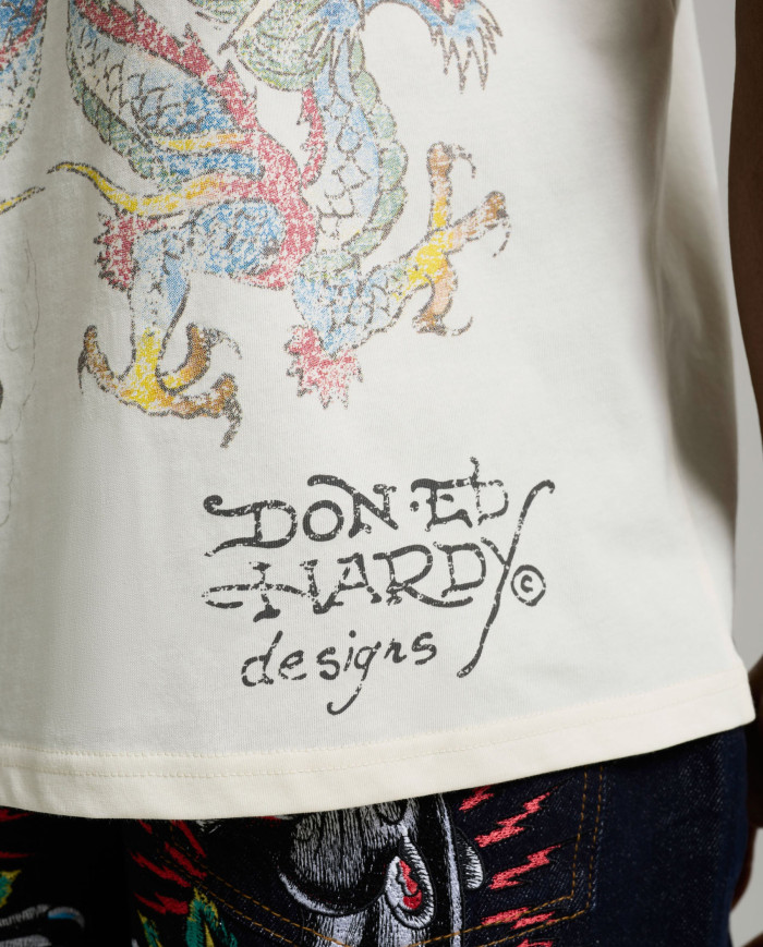Ed Hardy - Dragon Panther Graphic Regular T-Shirt - Ecru