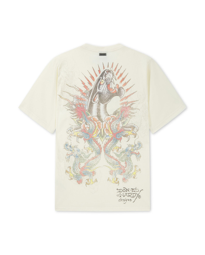 Ed Hardy - Dragon Panther Graphic Regular T-Shirt - Ecru