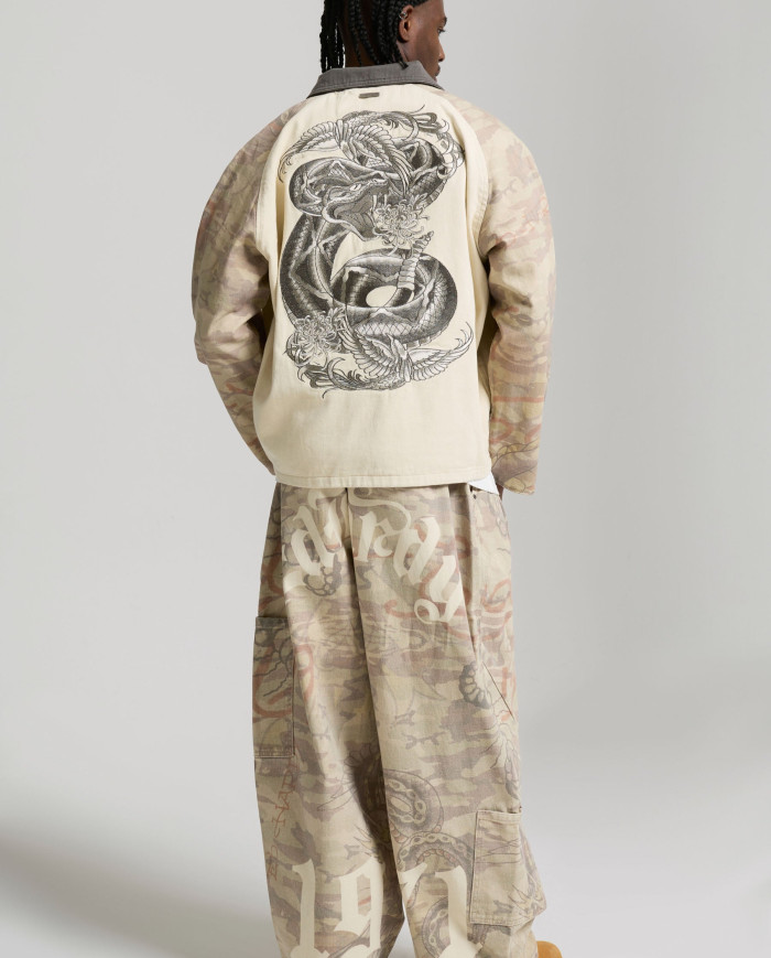 Ed Hardy - Camo Snake Relaxed Utility Jacket - Ecru