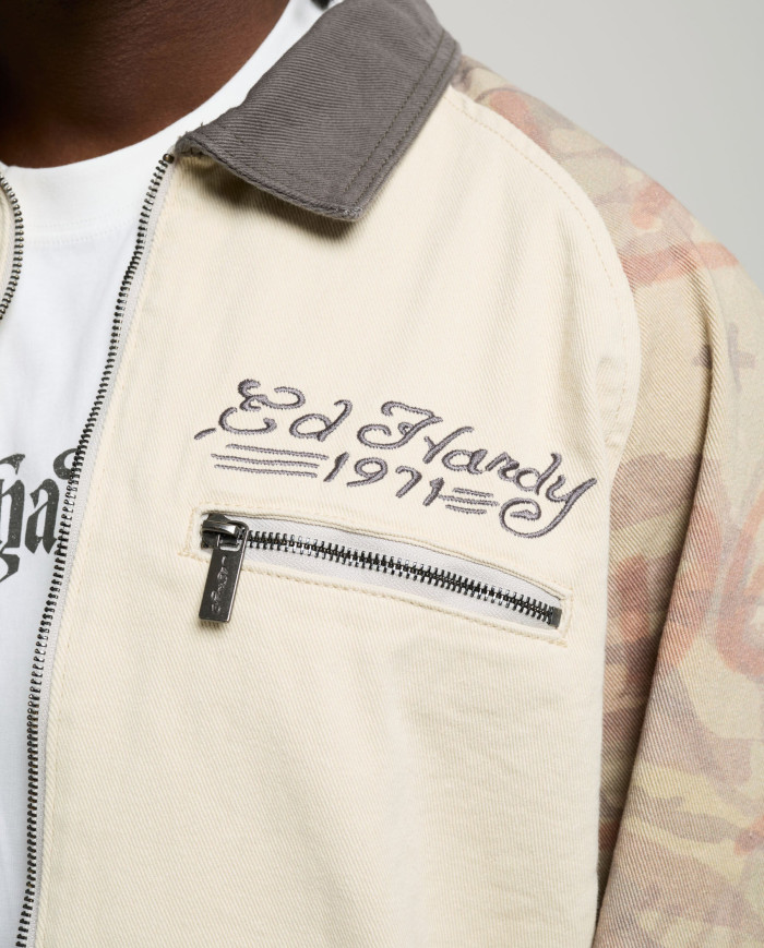 Ed Hardy - Camo Snake Relaxed Utility Jacket - Ecru