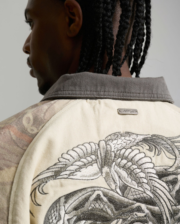 Ed Hardy - Camo Snake Relaxed Utility Jacket - Ecru