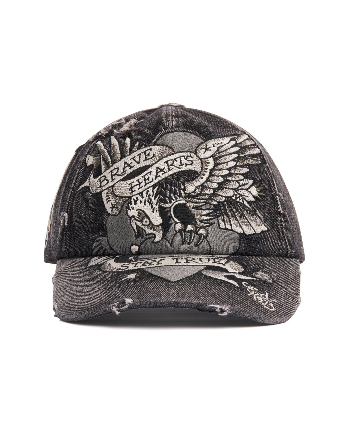 Ed Hardy - Embroidered 1971 Koi Fish 5 Panel Trucker Cap - Black