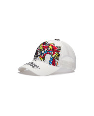 Ed Hardy - 1971 Dragon And Roses Embroidered 5 Panel Trucker Cap - White