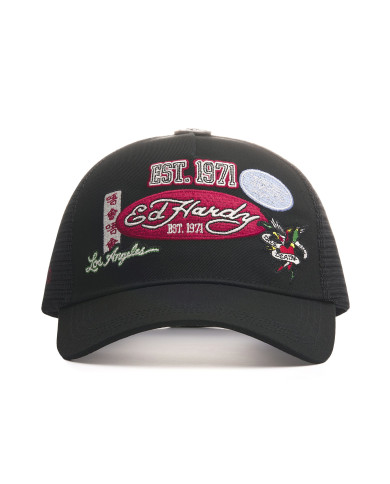 Ed Hardy - Est 1971 Varsity Badge 5 Panel Trucker - Black
