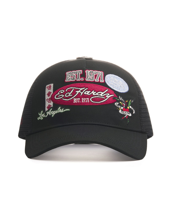 Ed Hardy - Est 1971 Varsity Badge 5 Panel Trucker - Black