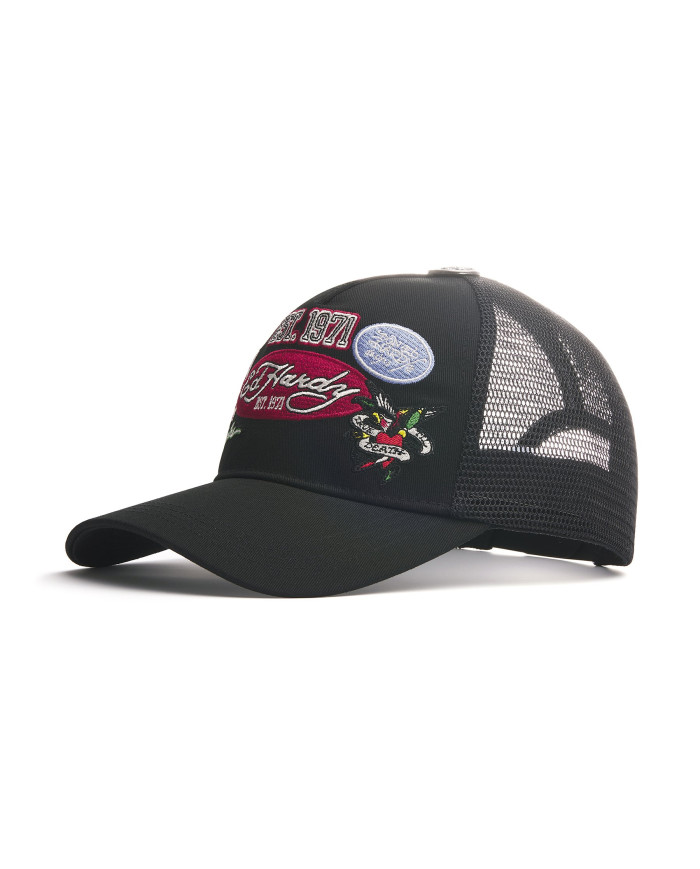Ed Hardy - Est 1971 Varsity Badge 5 Panel Trucker - Black