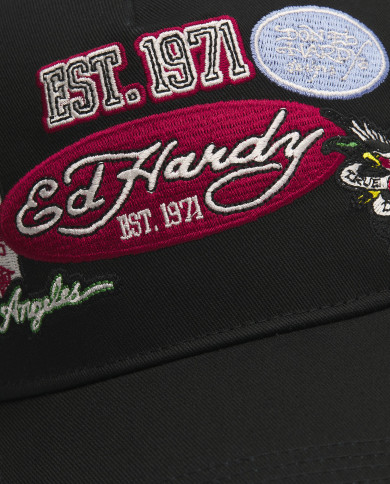 Ed Hardy - Est 1971 Varsity Badge 5 Panel Trucker - Black