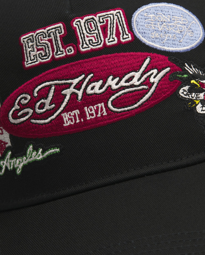 Ed Hardy - Est 1971 Varsity Badge 5 Panel Trucker - Black